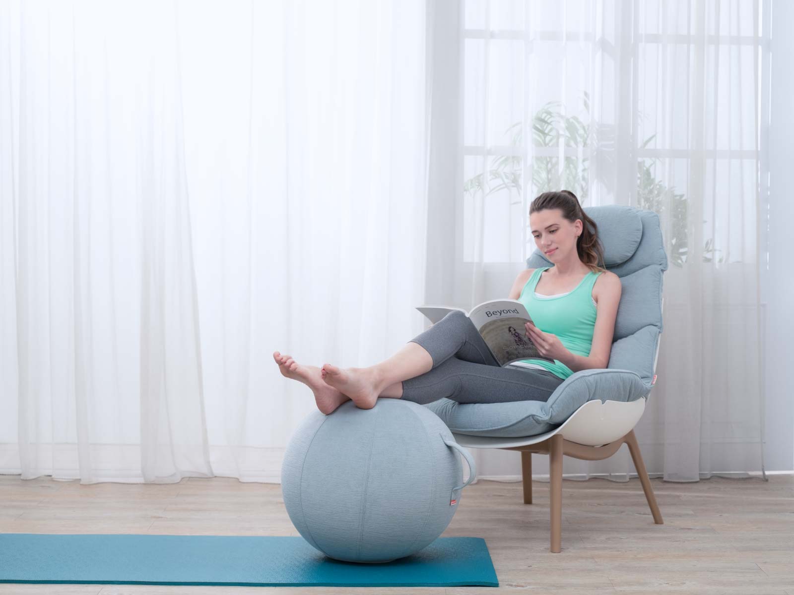 7066LA-PT2 Monstera Accent Chair with Yoga Ball - Lagoon Design Furniture